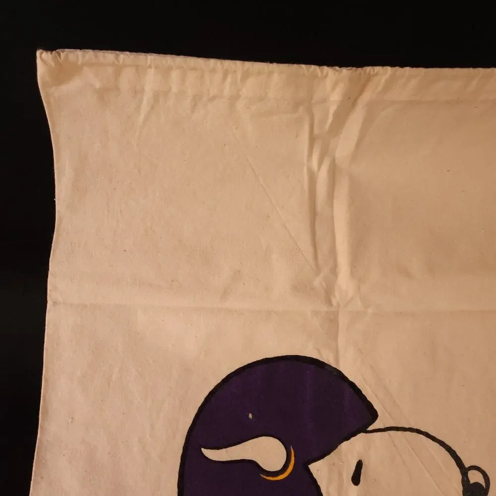 Vintage Snoopy Peanuts Minnesota Vikings Large Cotton Laundry Pull String Bag
